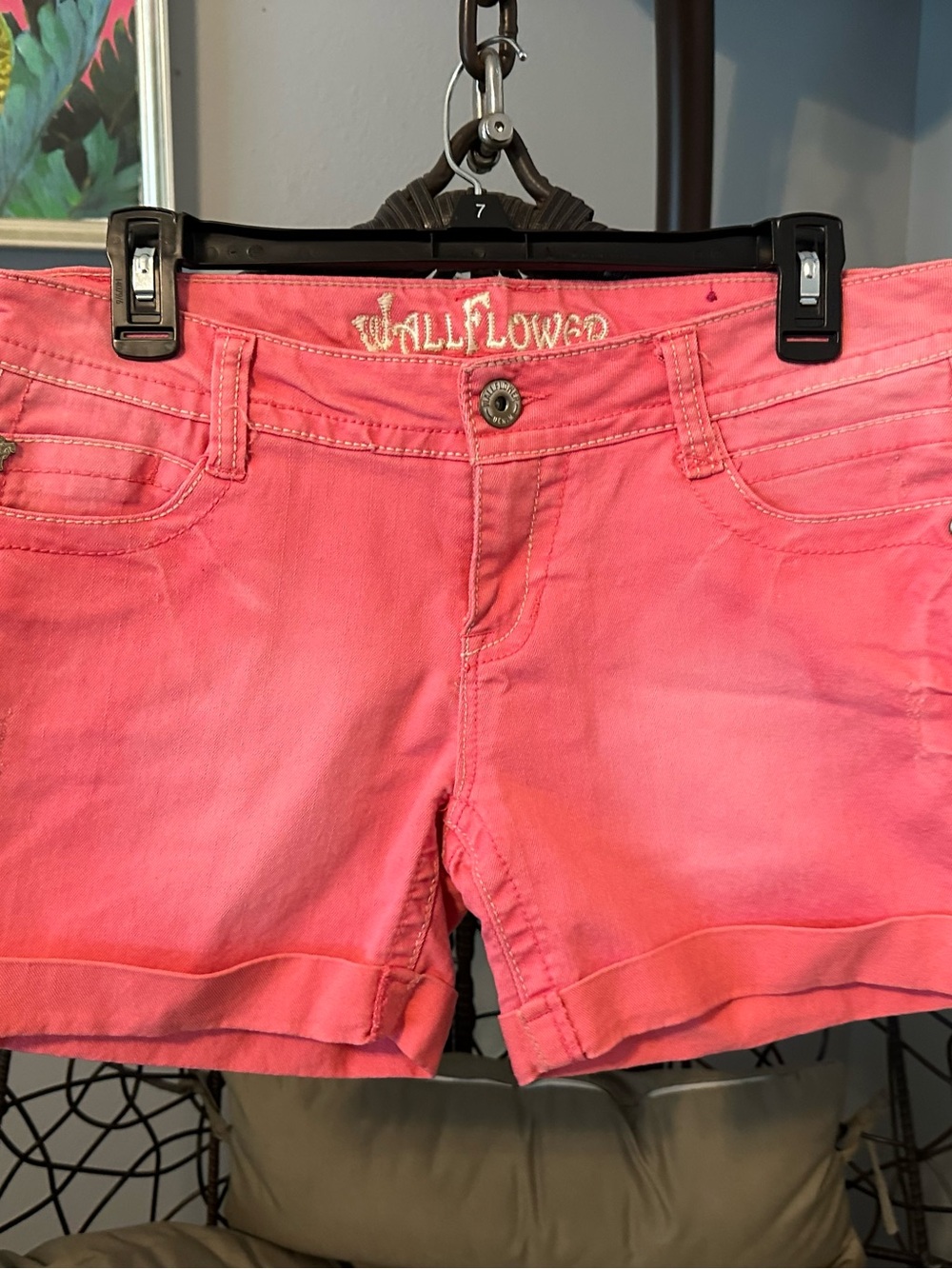 Wallflower Bright Pink Denim Short Shorts